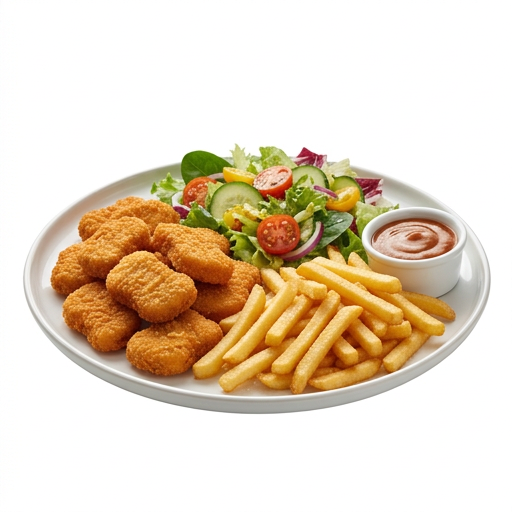Chicken Nuggets Tallrik  Chicken Nuggets, Sallad, Pommes, Valfri S├еs