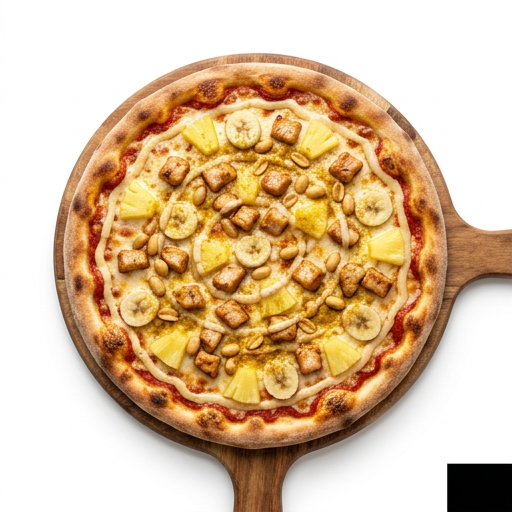 Kyckling Pizza  Kyckling Sm├е Bitar, Ananas, Banan, Curry, Jordn├╢tter, Mild S├еs, Tomats├еs, Ost