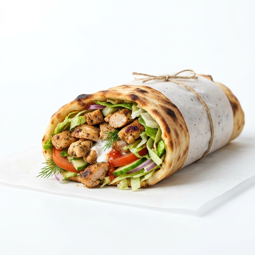 Kyckling Rulle  Sm├е Kyckling Bitar, F├дrsk Sallad, I Pizza Rulle